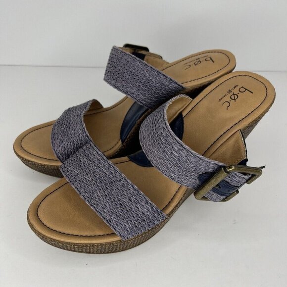 B.0.C Born Concept Purple Blue Weave Womens Size 9  Strap Wedge Sandals - Picture 1 of 9